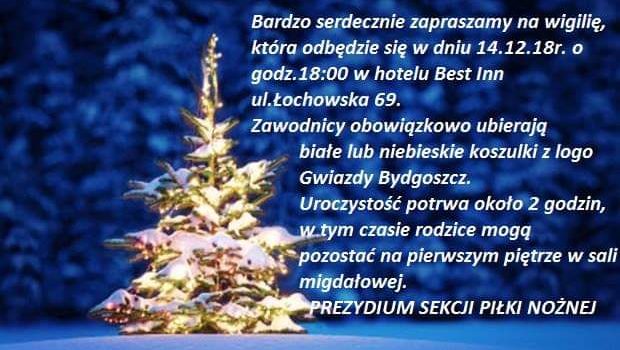 Zaproszenie na wigilię 14.12.2018